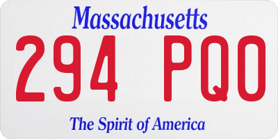 MA license plate 294PQ0