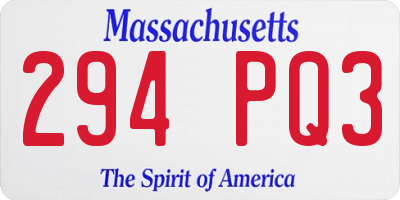 MA license plate 294PQ3