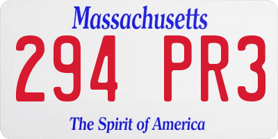 MA license plate 294PR3