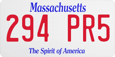 MA license plate 294PR5