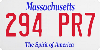 MA license plate 294PR7