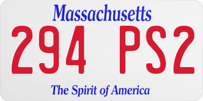 MA license plate 294PS2