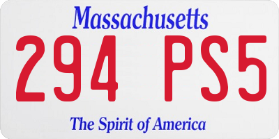 MA license plate 294PS5