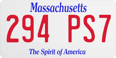 MA license plate 294PS7