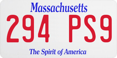 MA license plate 294PS9