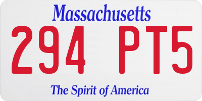 MA license plate 294PT5