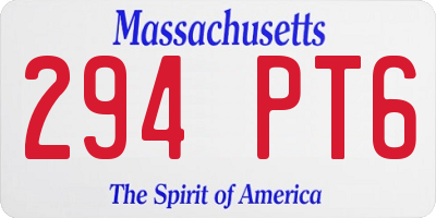 MA license plate 294PT6