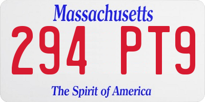 MA license plate 294PT9