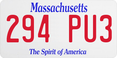 MA license plate 294PU3