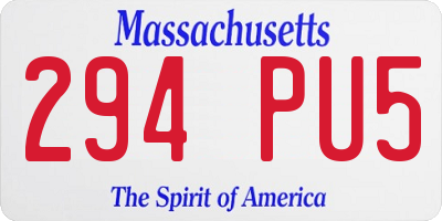 MA license plate 294PU5
