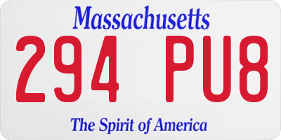 MA license plate 294PU8
