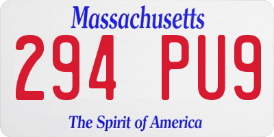 MA license plate 294PU9