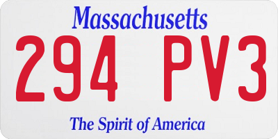 MA license plate 294PV3