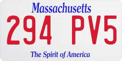 MA license plate 294PV5