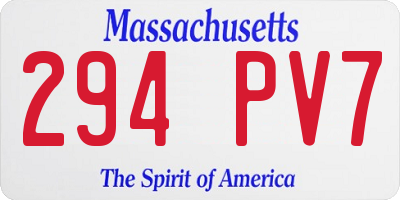 MA license plate 294PV7