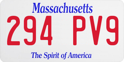 MA license plate 294PV9