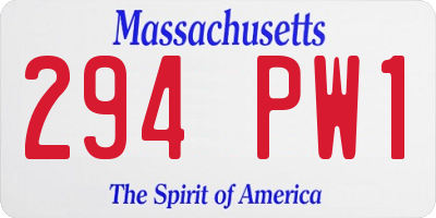 MA license plate 294PW1