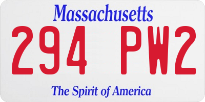 MA license plate 294PW2