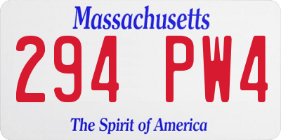 MA license plate 294PW4