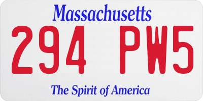 MA license plate 294PW5