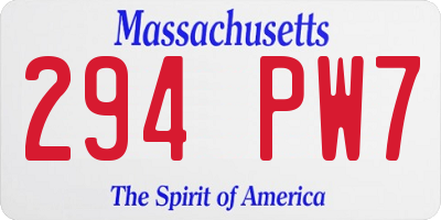 MA license plate 294PW7