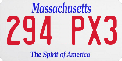 MA license plate 294PX3