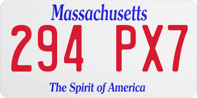 MA license plate 294PX7
