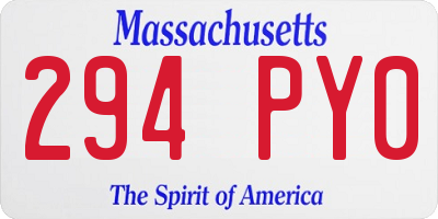 MA license plate 294PY0