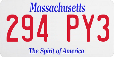 MA license plate 294PY3