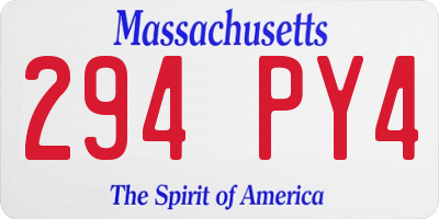 MA license plate 294PY4
