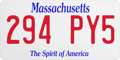 MA license plate 294PY5