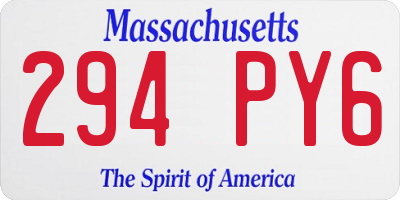 MA license plate 294PY6
