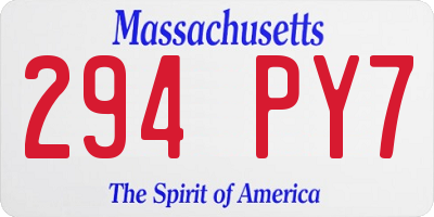 MA license plate 294PY7