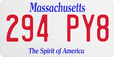 MA license plate 294PY8