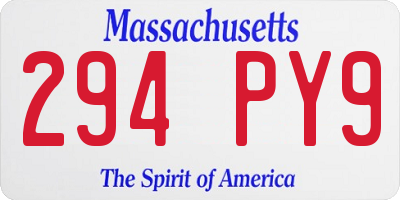 MA license plate 294PY9
