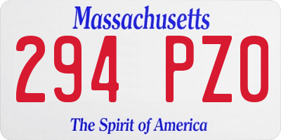 MA license plate 294PZ0