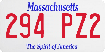 MA license plate 294PZ2
