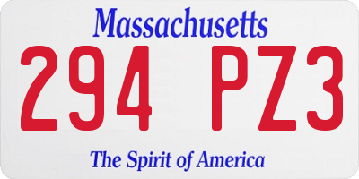 MA license plate 294PZ3