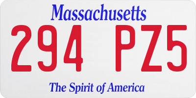 MA license plate 294PZ5