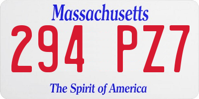 MA license plate 294PZ7