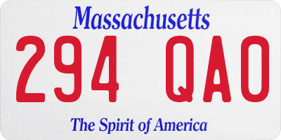 MA license plate 294QA0