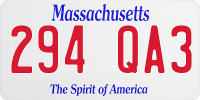 MA license plate 294QA3