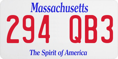 MA license plate 294QB3
