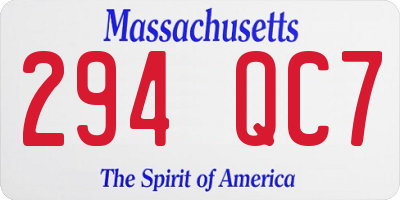 MA license plate 294QC7