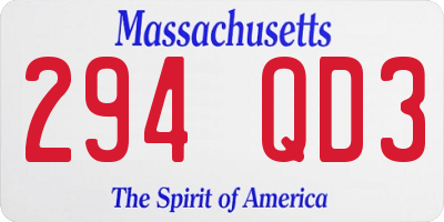MA license plate 294QD3