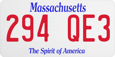 MA license plate 294QE3