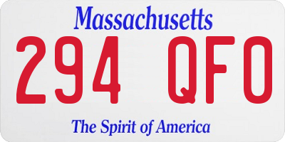 MA license plate 294QF0