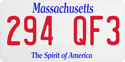 MA license plate 294QF3