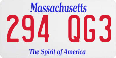 MA license plate 294QG3
