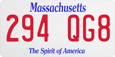 MA license plate 294QG8